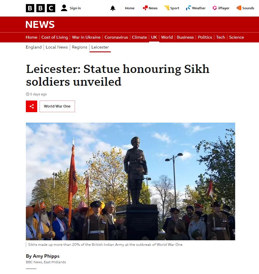 Sikh Memorial in Global Press